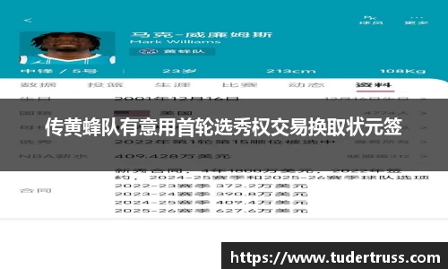 传黄蜂队有意用首轮选秀权交易换取状元签
